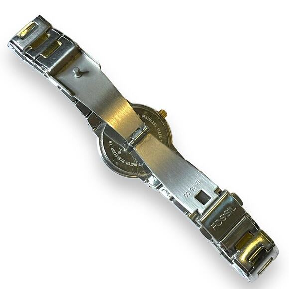 Vintage Fossil Watch Womens Arkitekt Stainless Steel Black Dial Rhinestone WORKS - Picture 3 of 11